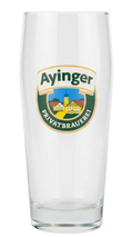 Ayinger 500ml branded Bavarian beer glass front view