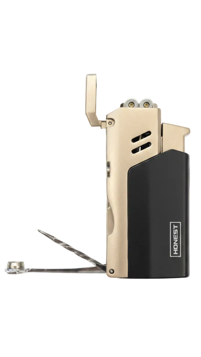 Honest Dickens Cigar Lighter Black & Chrome with Punch Cigar Cutter Visible
