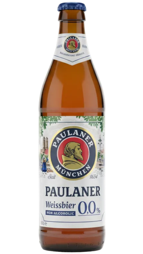 Paulaner Hefe-Weißbier Alkoholfrei 0.0% non-alcoholic wheat beer 500ml bottle