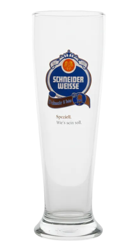 Schneider Weisse 500ml branded wheat beer glass front view